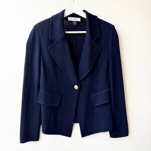St. John Navy Blue Knit Blazer Jacket Women’s Size 4 D47
